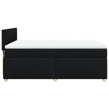 vidaXL Κρεβάτι Boxspring με Στρώμα Μαύρο 140x200 εκ. Υφασμάτινο