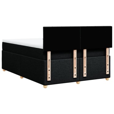 vidaXL Κρεβάτι Boxspring με Στρώμα Μαύρο 140x200 εκ. Υφασμάτινο
