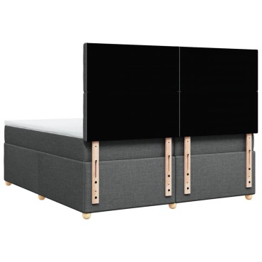 vidaXL Κρεβάτι Boxspring με Στρώμα Σκούρο Γκρι 200x200 εκ. Υφασμάτινο