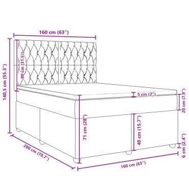 vidaXL Κρεβάτι Boxspring με Στρώμα Μπλε 160x200 εκ. Υφασμάτινο