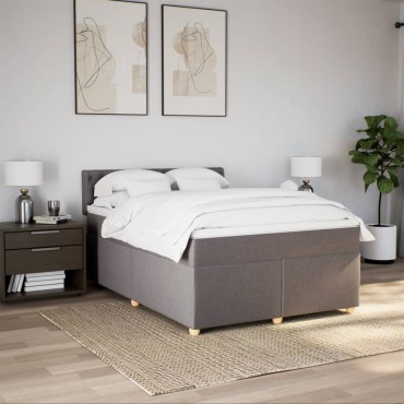vidaXL Κρεβάτι Boxspring με Στρώμα Taupe 140x200cm Υφασμάτινο 1 τεμ. - Διπλό