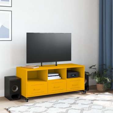 vidaXL Έπιπλο Τηλεόρασης Μουσταρδί Κίτρινο 100,5x39x43,5cm από Ατσάλι