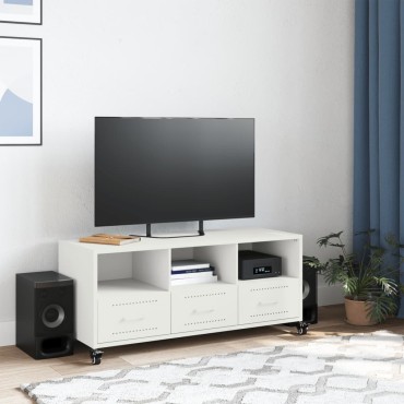 vidaXL Έπιπλο Τηλεόρασης Λευκό 100,5x39x43,5cm Ατσάλι