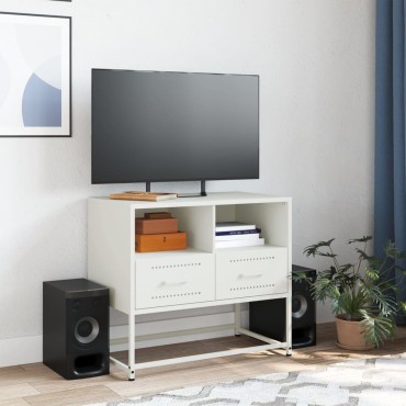 vidaXL Έπιπλο Τηλεόρασης Λευκό 68x39x60,5cm από Χάλυβα
