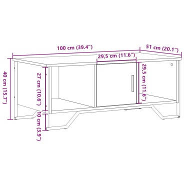 vidaXL Τραπεζάκι Σαλονιού Καπνιστή Δρυς 100x51x40cm Επεξεργασμ. Ξύλο 1 τεμ.