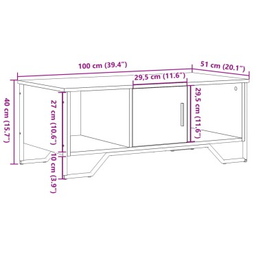 vidaXL Τραπεζάκι Σαλονιού Καφέ Δρυς 100x51x40cm Επεξεργασμ. Ξύλο 1 τεμ.