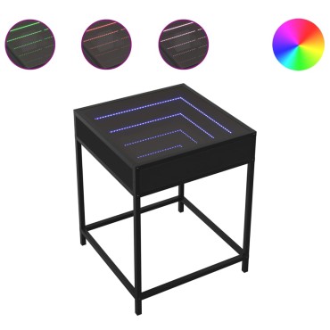 vidaXL Τραπεζάκι Σαλονιού Άπειρο Φως LED Μαύρο 40x40x51cm 1 τεμ.