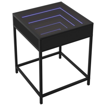 vidaXL Τραπεζάκι Σαλονιού Άπειρο Φως LED Μαύρο 40x40x51cm 1 τεμ.