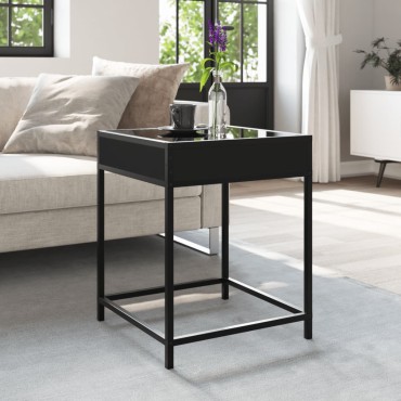 vidaXL Τραπεζάκι Σαλονιού Άπειρο Φως LED Μαύρο 40x40x51cm 1 τεμ.