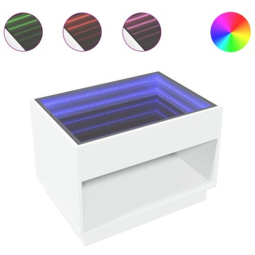 vidaXL Τραπεζάκι Σαλονιού Infinity LED Λευκό 70x50x50cm 1 τεμ.
