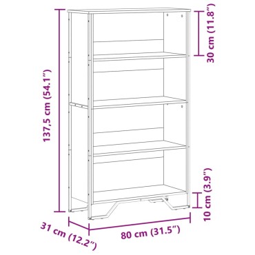 vidaXL Βιβλιοθήκη Καπνιστή Δρυς 80x31x137,5cm από Επεξεργασμένο Ξύλο 1 τεμ.