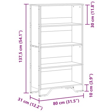 vidaXL Βιβλιοθήκη Καφέ Δρυς 80x31x137,5cm από Επεξεργασμένο Ξύλο 1 τεμ.