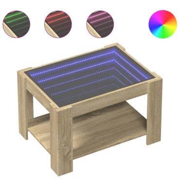 vidaXL Τραπεζάκι Σαλονιού με LED Δρυς 73x53x45cm Επεξεργασμένο Ξύλο 1 τεμ.