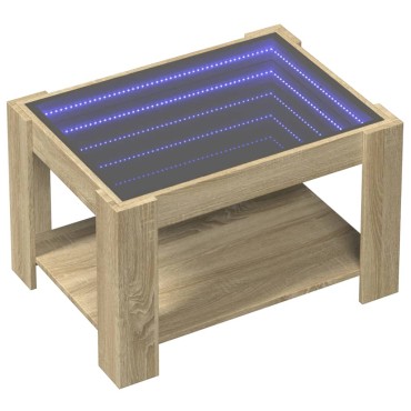 vidaXL Τραπεζάκι Σαλονιού με LED Δρυς 73x53x45cm Επεξεργασμένο Ξύλο 1 τεμ.