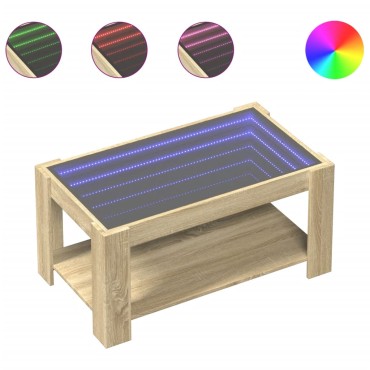 vidaXL Τραπεζάκι Σαλονιού με LED Δρυς 93x53x45cm Επεξεργασμένο Ξύλο 1 τεμ.