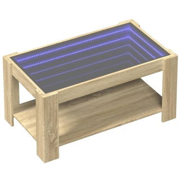vidaXL Τραπεζάκι Σαλονιού με LED Δρυς 93x53x45cm Επεξεργασμένο Ξύλο 1 τεμ.