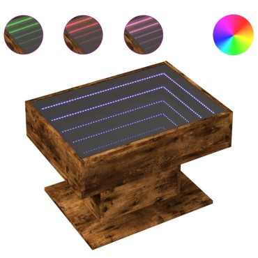 vidaXL Τραπεζάκι Σαλονιού με LED Δρυς 70x50x45cm Επεξεργασμένο Ξύλο 1 τεμ.