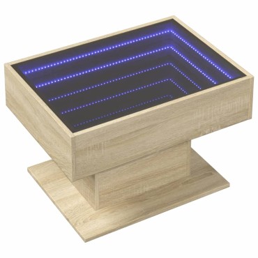 vidaXL Τραπεζάκι Σαλονιού με LED Δρυς 70x50x45cm Επεξεργασμένο Ξύλο 1 τεμ.