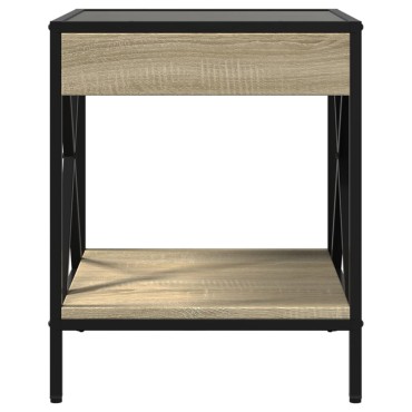 vidaXL Κομοδίνο Άπειρο Φως LED Sonoma Δρυς 40x40x49cm 1 τεμ.