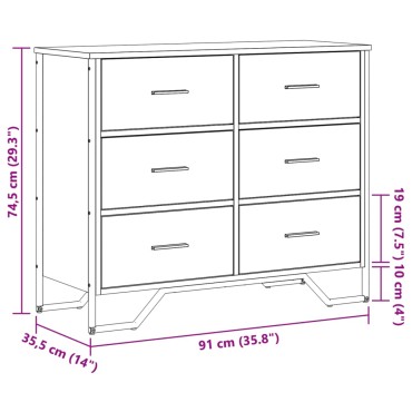vidaXL Συρταριέρα Sonoma Δρυς 91x35,5x74,5cm από Επεξεργ. Ξύλο 1 τεμ.