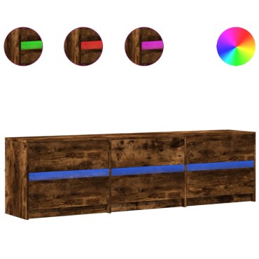 vidaXL Έπιπλο Τηλεόρασης με LED Καπνιστή Δρυς 180x34x50cm Επεξ. Ξύλο