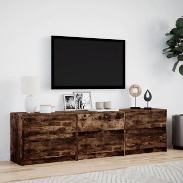 vidaXL Έπιπλο Τηλεόρασης με LED Καπνιστή Δρυς 180x34x50cm Επεξ. Ξύλο