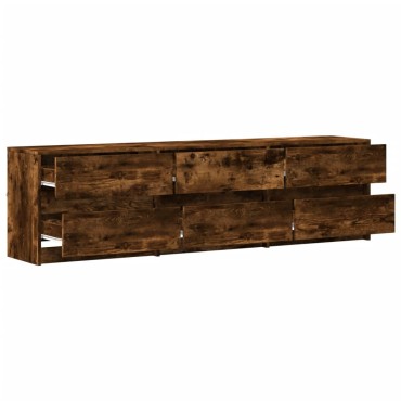 vidaXL Έπιπλο Τηλεόρασης με LED Καπνιστή Δρυς 180x34x50cm Επεξ. Ξύλο