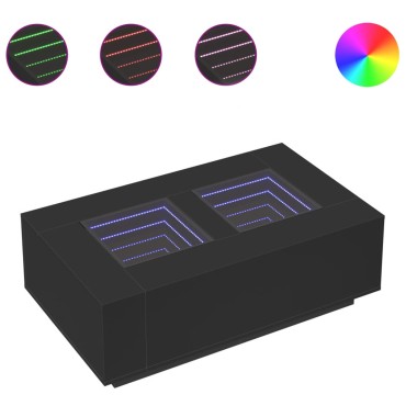 vidaXL Τραπεζάκι Σαλονιού Infinity LED Μαύρο 116x69x40cm 1 τεμ.