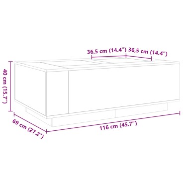 vidaXL Τραπεζάκι Σαλονιού Infinity LED Μαύρο 116x69x40cm 1 τεμ.