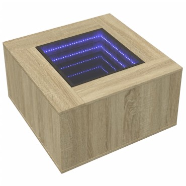 vidaXL Τραπεζάκι Σαλονιού με LED Δρυς 60x60x40cm Επεξεργασμένο Ξύλο 1 τεμ.