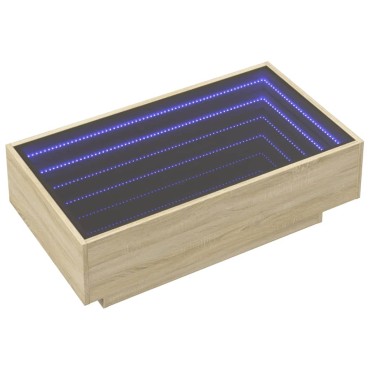 vidaXL Τραπεζάκι Σαλονιού με LED Δρυς 90x50x30cm Επεξεργασμένο Ξύλο 1 τεμ.