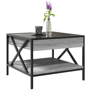 vidaXL Τραπεζάκι Σαλονιού Άπειρο Φως LED Γκρι Sonoma 50x50x38cm 1 τεμ.