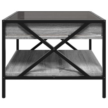 vidaXL Τραπεζάκι Σαλονιού Άπειρο Φως LED Γκρι Sonoma 50x50x38cm 1 τεμ.