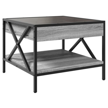 vidaXL Τραπεζάκι Σαλονιού Άπειρο Φως LED Γκρι Sonoma 50x50x38cm 1 τεμ.