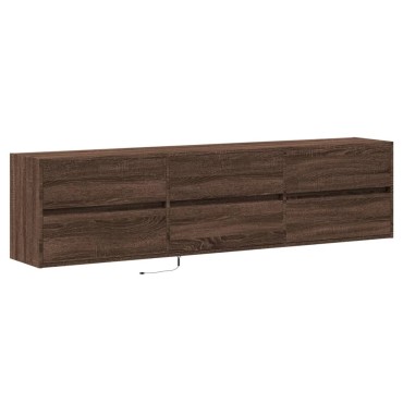 vidaXL Έπιπλο Τοίχου Τηλεόρασης με LED Καφέ Δρυς 180x31x45cm