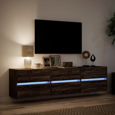 vidaXL Έπιπλο Τοίχου Τηλεόρασης με LED Καφέ Δρυς 180x31x45cm