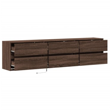 vidaXL Έπιπλο Τοίχου Τηλεόρασης με LED Καφέ Δρυς 180x31x45cm