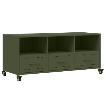 vidaXL Έπιπλο Τηλεόρασης Πράσινο Λαδί 100,5x39x43,5cm από Ατσάλι