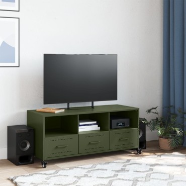 vidaXL Έπιπλο Τηλεόρασης Πράσινο Λαδί 100,5x39x43,5cm από Ατσάλι