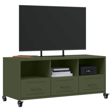 vidaXL Έπιπλο Τηλεόρασης Πράσινο Λαδί 100,5x39x43,5cm από Ατσάλι