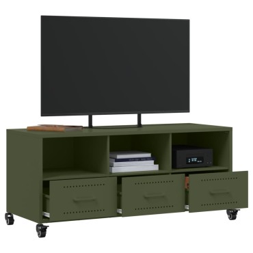 vidaXL Έπιπλο Τηλεόρασης Πράσινο Λαδί 100,5x39x43,5cm από Ατσάλι