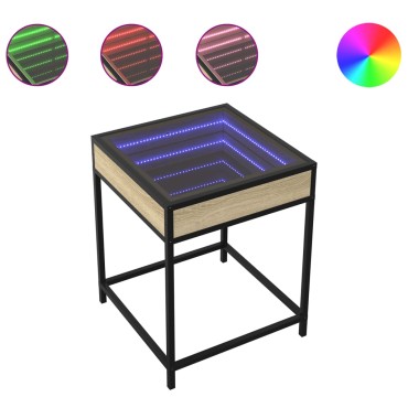 vidaXL Τραπεζάκι Σαλονιού Άπειρο Φως LED Sonoma Δρυς 40x40x51cm 1 τεμ.
