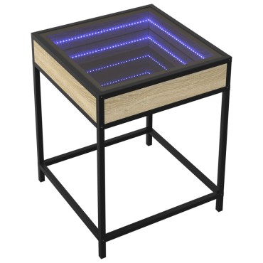 vidaXL Τραπεζάκι Σαλονιού Άπειρο Φως LED Sonoma Δρυς 40x40x51cm 1 τεμ.
