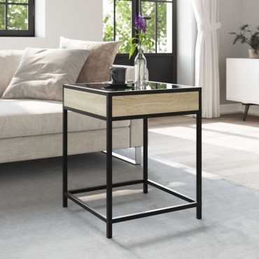 vidaXL Τραπεζάκι Σαλονιού Άπειρο Φως LED Sonoma Δρυς 40x40x51cm 1 τεμ.