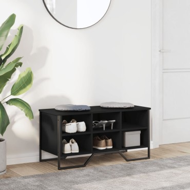vidaXL Παπουτσοθήκη Μαύρο 90x38x45,5cm από Επεξεργασμένο Ξύλο