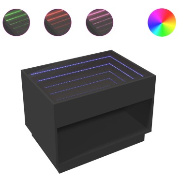 vidaXL Τραπεζάκι Σαλονιού Infinity LED Μαύρο 70x50x50cm 1 τεμ.