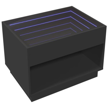 vidaXL Τραπεζάκι Σαλονιού Infinity LED Μαύρο 70x50x50cm 1 τεμ.