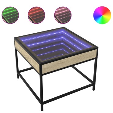 vidaXL Τραπεζάκι Σαλονιού Άπειρο Φως LED Sonoma Δρυς 50x50x41cm 1 τεμ.