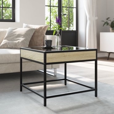 vidaXL Τραπεζάκι Σαλονιού Άπειρο Φως LED Sonoma Δρυς 50x50x41cm 1 τεμ.