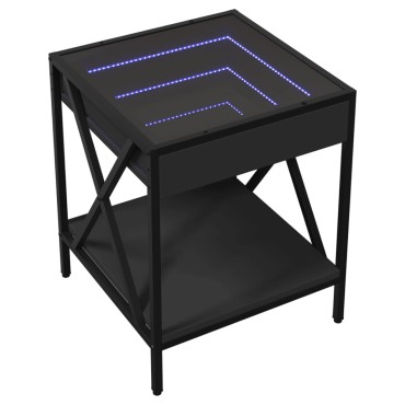 vidaXL Τραπεζάκι Σαλονιού Άπειρο Φως LED Μαύρο 40x40x49cm 1 τεμ.